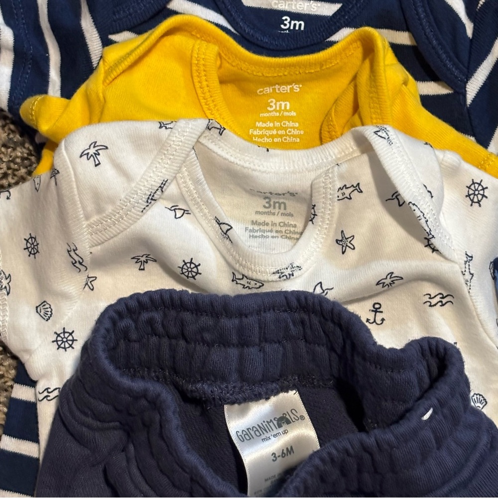 Carter's Summer Baby Bundle Outfit Set Lot of 7 Sharks Boating Beach 3mo - Picture 2 of 9